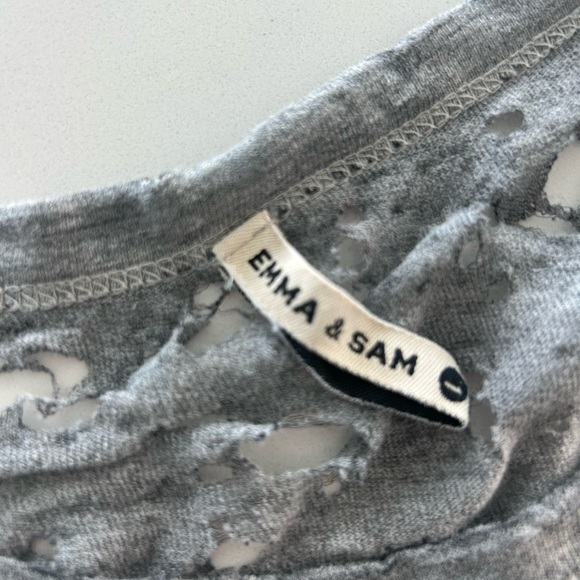 Emma & Sam T-shirt dress. Large. Grunge. Gray Distressed. Sequin sleeves. - Picture 3 of 7